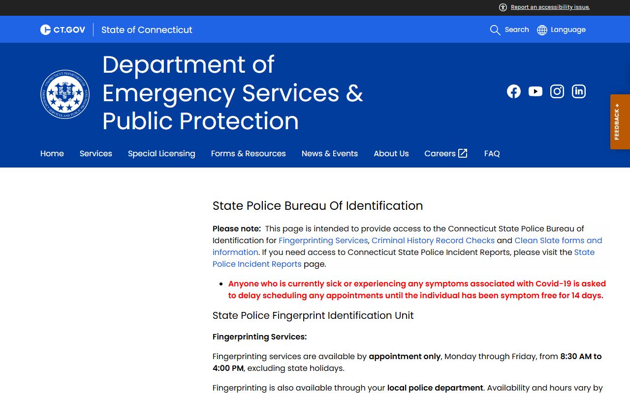 State Police Bureau of Identification portal for Middlesex County criminal history records