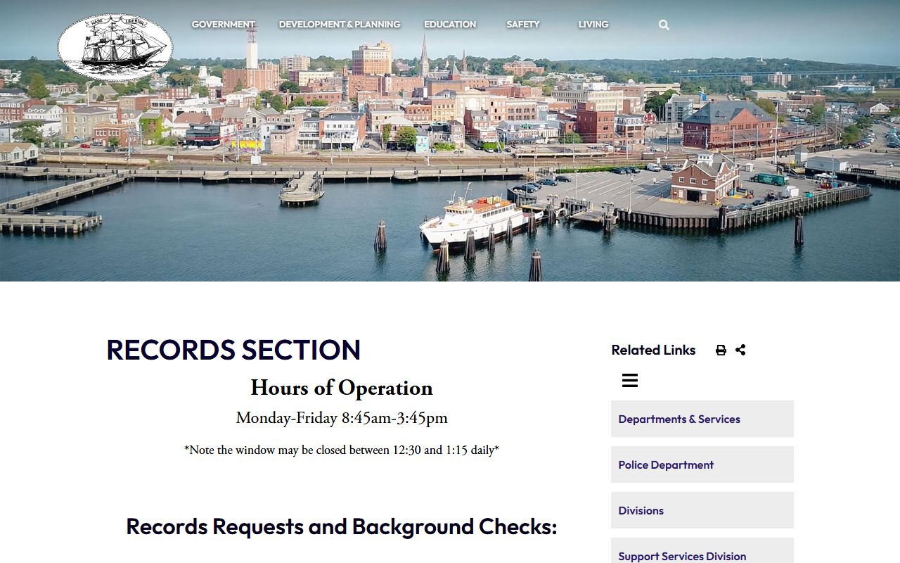 New London Police Department records page for busted mugshots